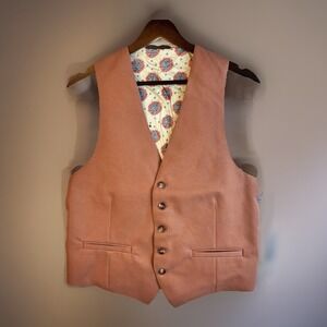 Vintage 70s 80s Pink Button Vest S Mauve Dapper Preppy Rockabilly Retro Punk
